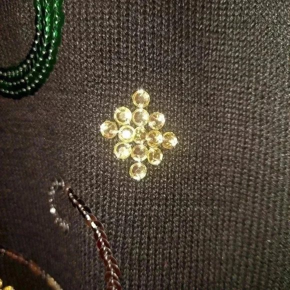 Sophia Jayne Ugly Christmas Sweater Vest Medium Black Sequins Faux Fur Snowman - Picture 7 of 10